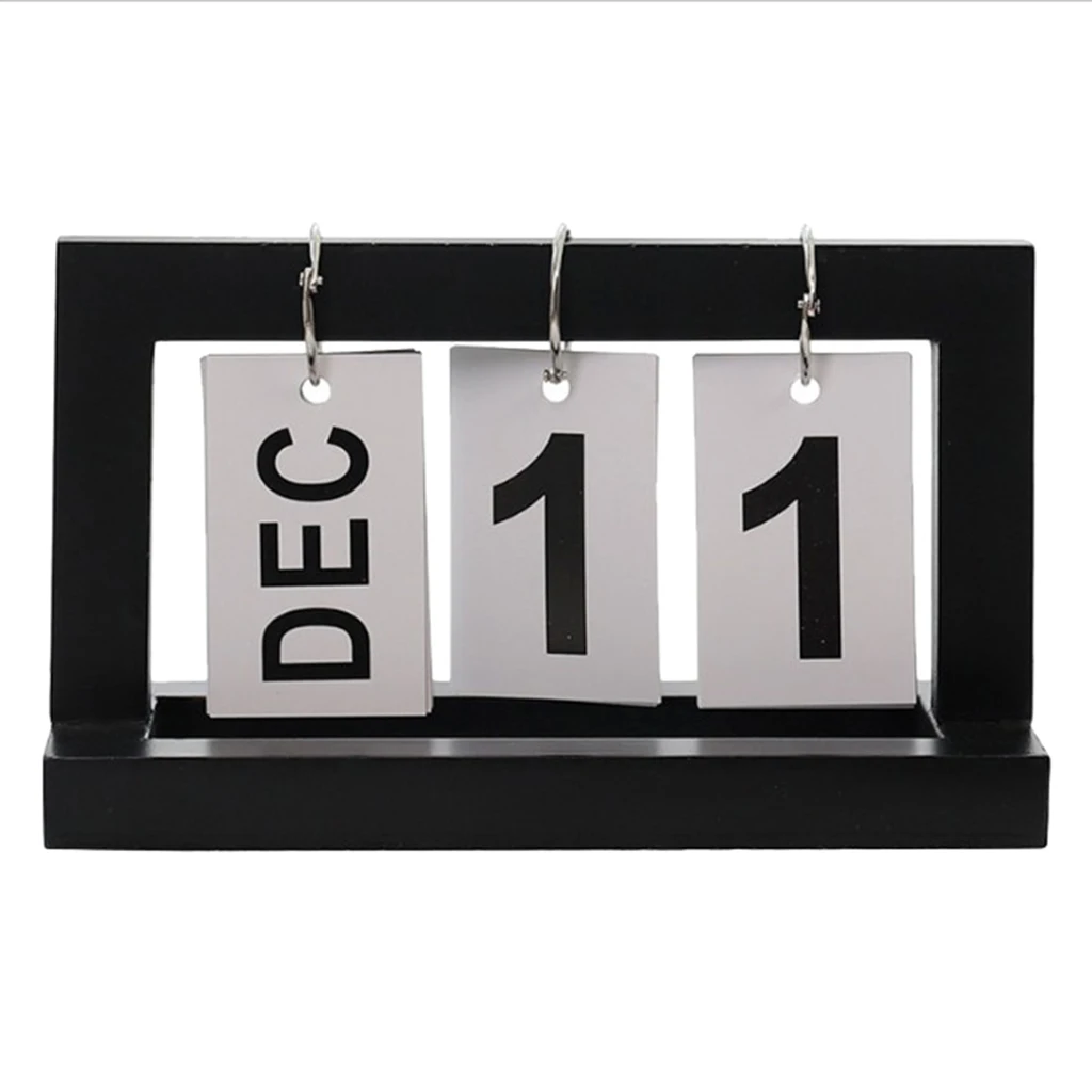 Vintage Wooden Perpetual Flip Desk Calendar for Home Dorm Office Decoration Christmas Birthday Gifts Tabletop Ornament