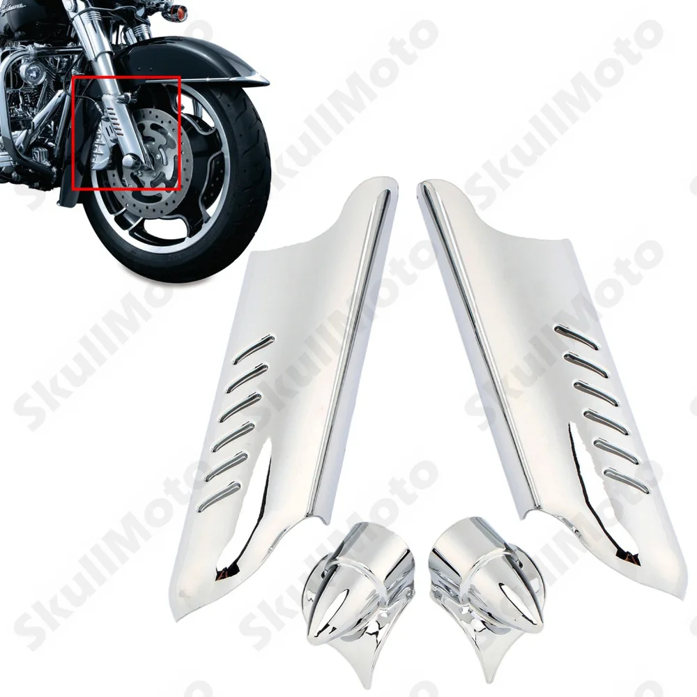 Motorcycle Chrome Fork Lower Leg Deflectors Shields Cover For Harley