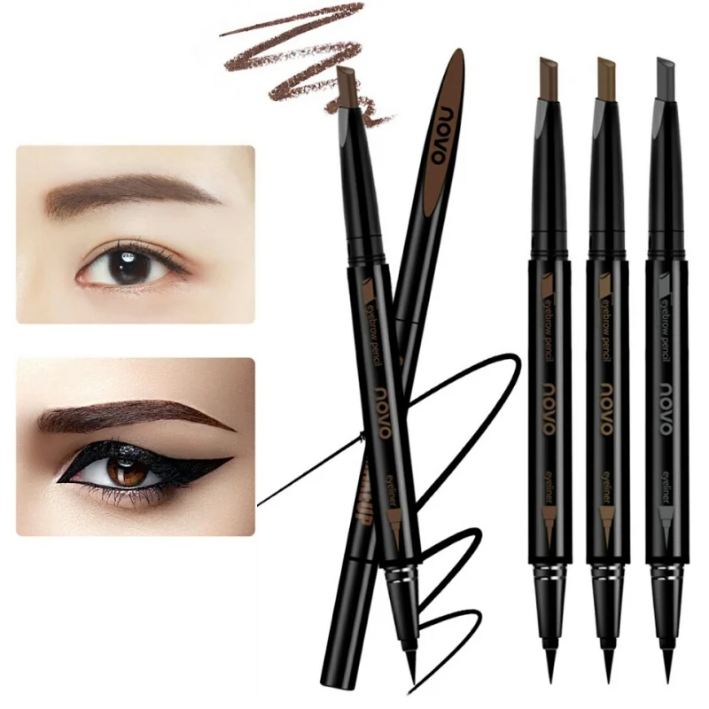 

2019 1PC 2 IN 1 Waterproof Black Double-ended Makeup Stamps Eyeliner Pencil Eyes Liner Liquid Make Up Pencil