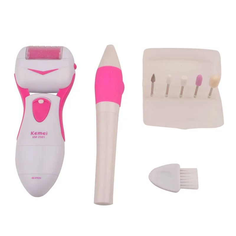 

2016 Kemei 2-In-1 Electric Feet Dead Skin Removal Heel Cuticles Pedicure Foot Care Nail Grinding Electric Nail File Tools 8547