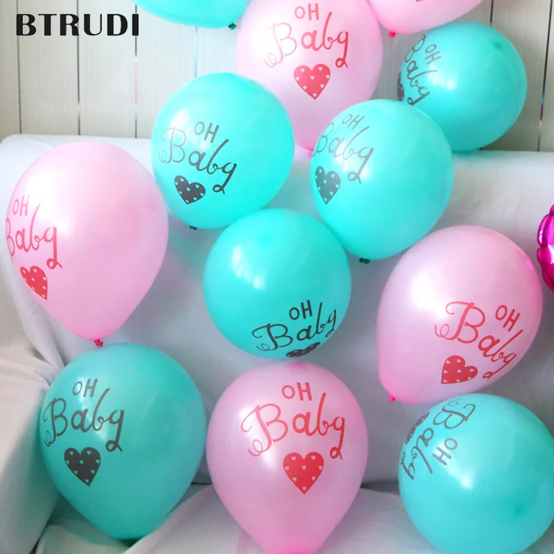 Btrudi 10pcs/lot Oh Baby Print Matte Latex Balloon 10inch Baby Shower Ballons Decoration