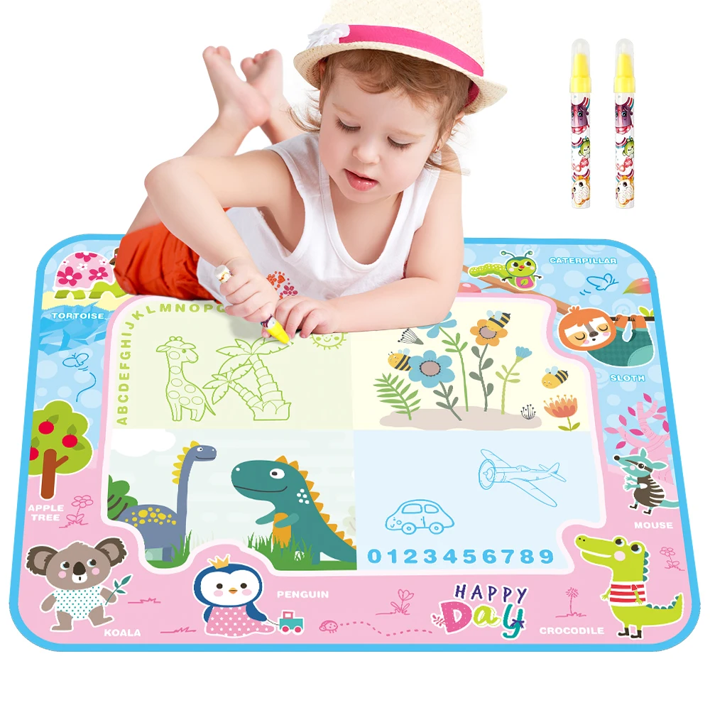 80x60cm Rainbow Water Drawing Mat & 2 Pens Water Doodle Mat Coloring
