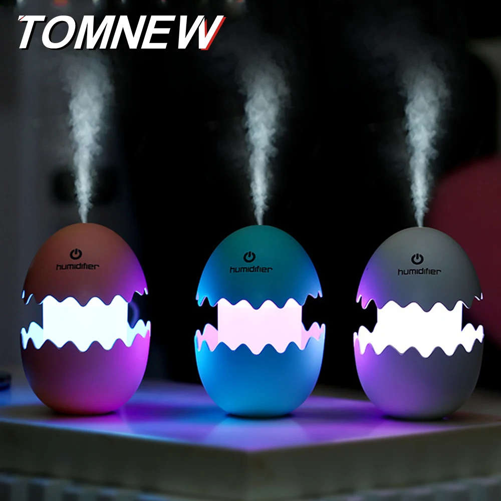 

TOMNEW USB Mini Cool Mist Humidifier 100ML Portable Ultrasonic Funny Egg Air Diffuser with LED Night Light for Home Office Car