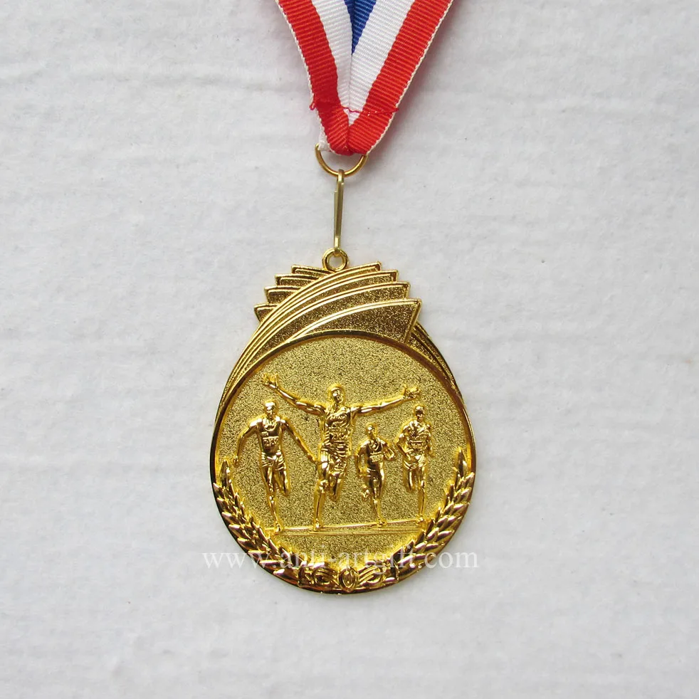 

Customized 2017 newest gold medals for sports football club award with red ribbon die struck enamel medals high quality No MOQ