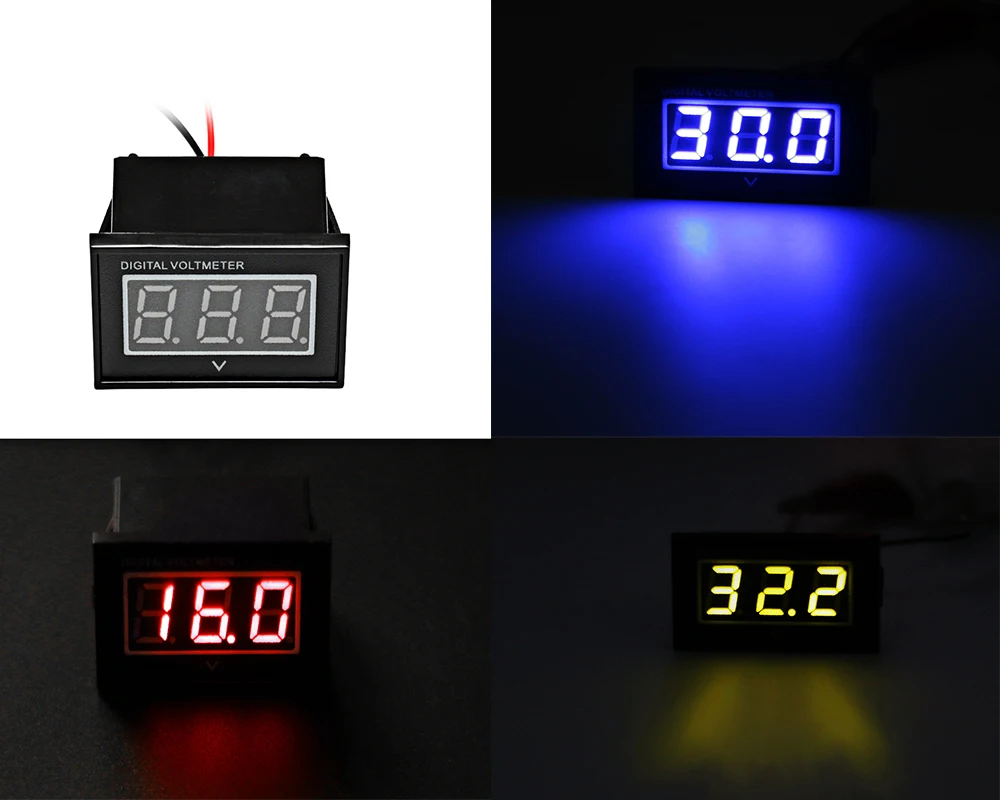 

ARMSKY Red/Blue/Yellow Mini 3-Digital LED Display DC36-48V Voltmeter Voltage Panel Meter Wires For Gauge Club Car/ EZGO/Yamaha