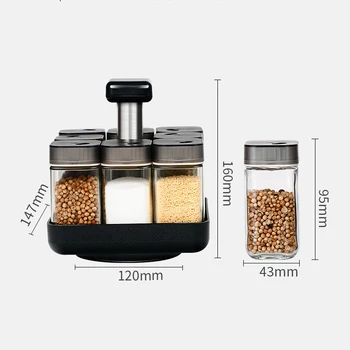

8Pcs Condiment Set Spice Jar Rack Kitchen Cruet Condiment Bottle Coffee Sugar Seal Jar Container