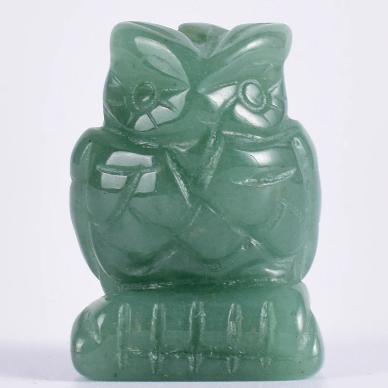 Jade Owl Figurines Miniatures Aventurine hand Carved Mini Animal