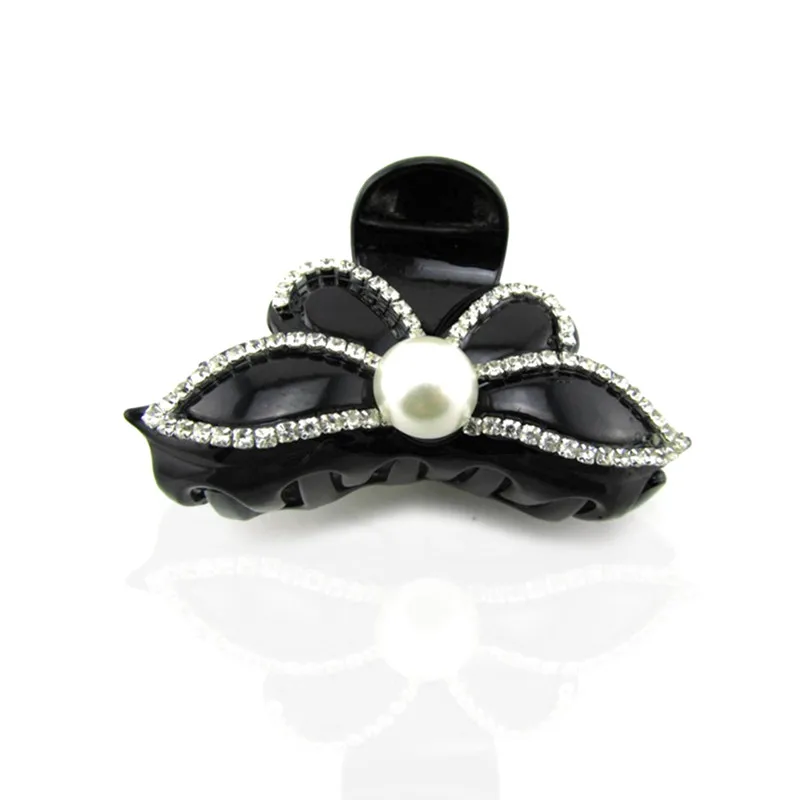 

2018 New Fashion Large Size Acrylic Flower Hair Clip Crystal Pesrl For Women Girl Hair Claw Party Hair Jewelry Accessories Gift