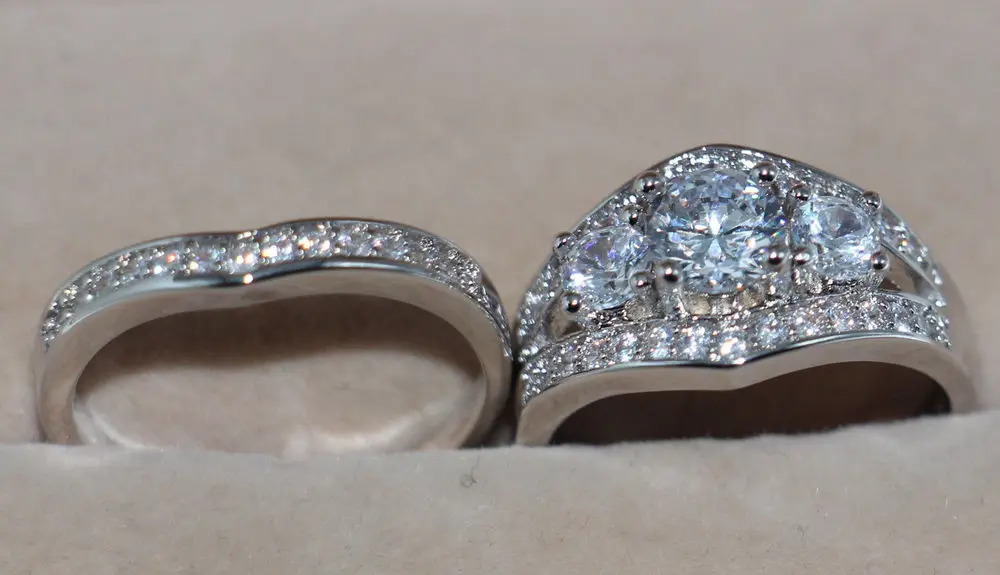 Sz 5 11 винтажное ювелирное изделие оптовая продажа три камня 10kt белое золото