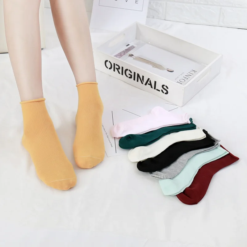 5 пар/лот = 10 шт., женские носки ярких цветов для завивки, однотонные цветные женские хлопковые носки