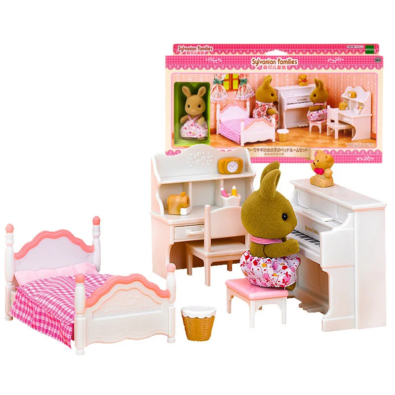 Accessoires De Meubles De Maison De Poupee Pour Les Familles Sylvaniennes Piano De Chambre A Coucher Bureau Lit Avec Figurine De Lapin Jouet Pour Enfants Cadeau Nouveau Aliexpress