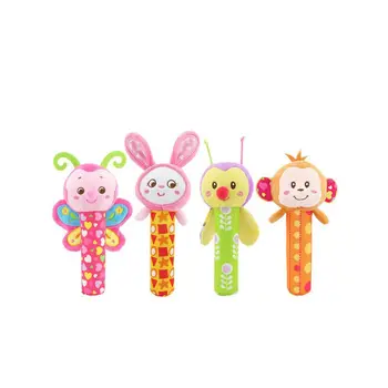 

1pcs Plush Cartoon Animal Shape Baby Rattles Mobiles Baby Development Toy Lovely Soft Cute Hand Rattle Stick Kid Toys Gift