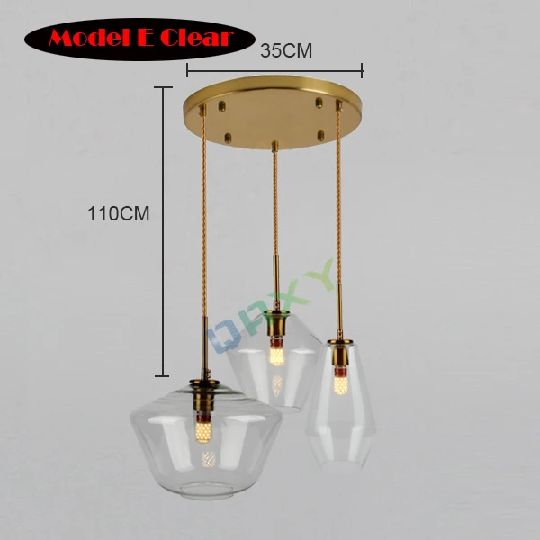 Пост-современный прозрачный/Янтарный стеклянный абажур подвесной светильник 3 стиля Привлекательный подвесной светильник для кухни бар отель магазин подвесные лампы [D1501] - Цвет корпуса: Model E Clear