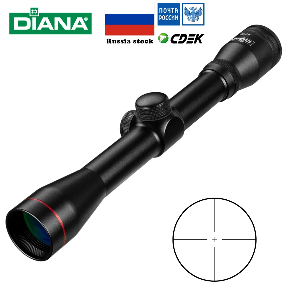 Tubo de Vidro Riflescope Tático Duplo Crosshair Retículo Caça Escopos Lunette Tactique Rifle Airsoft 4×32 um