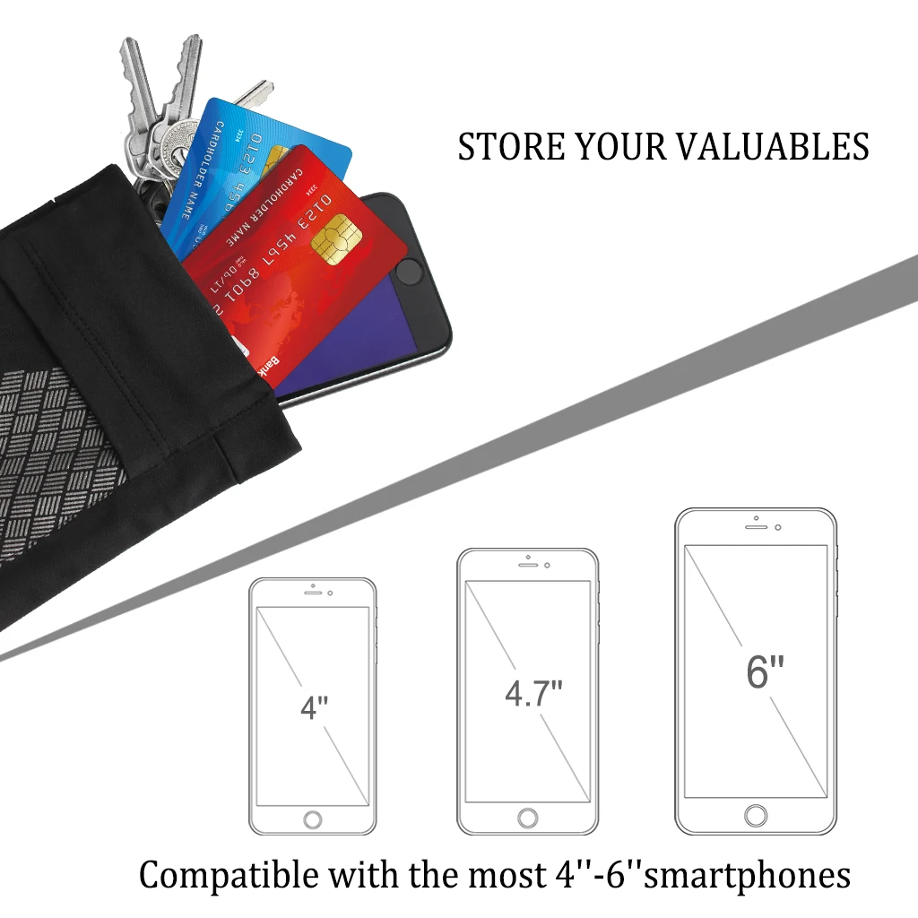 Running Sports Armband ,Comfort Phone Armband Sleeve Reflective Strap Holder Pouch Case for Exercise Workout Fits iPhone X876Plus,Samsung Galaxy S9S8S7 (5)