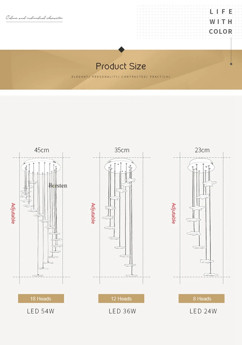 Modern Duplex Staircase LED Pendant Lights Personality 18 Stars Hanging Lamps Minimalist Rotaion Staircase Lamp Living Room Lighting (7)