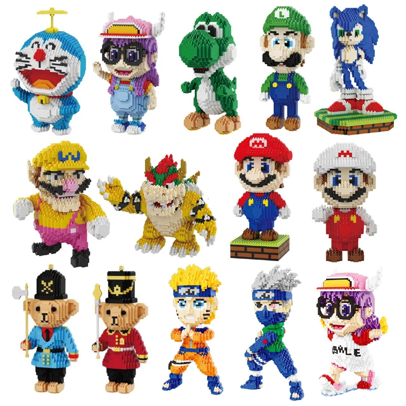 2019 Аниме Наруто Alrale Doraemon Супер Марио Соник Wario Йоши Луиджи животных мини здания DIY