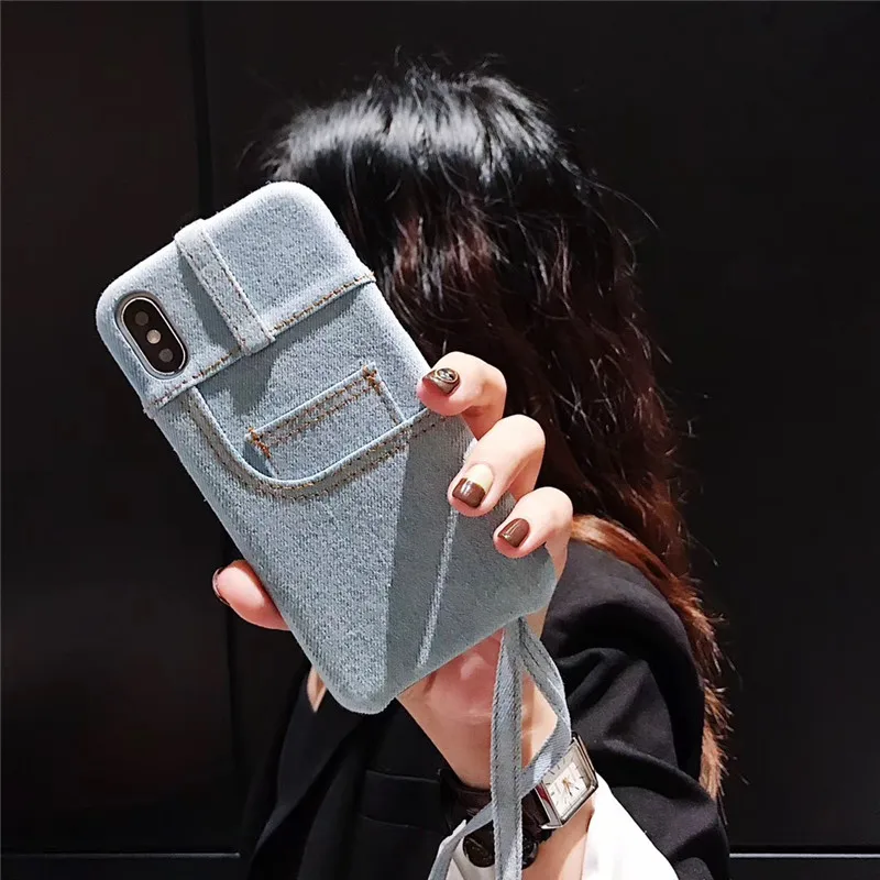

YPAY uperdope denim frabric for iPhone 6 S 6 S 7 8 Plus Coque hard case xs max xr 10 fashion covers cute back cover card pocket