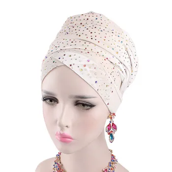 

Velvet Muslim Women Scarf Hijabs Hat Luxury Beading Long Scarf Magic Turban Hat Inner Hijabs India Hat Women Hair Accessories