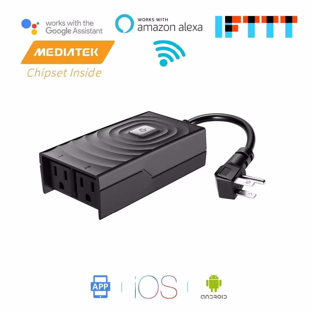 Смарт Wi Fi наружная вилка IP44 водонепроницаемая Amazon Alexa & Google Assistant IFTTT поддержка App