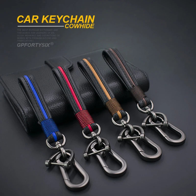 

Handmade Cowhide Leather Car Keychain Home Key Ring Waist Hanging Key Chains For Audi BMW Volvo Lexus KIA Toyota VW Nissan Honda
