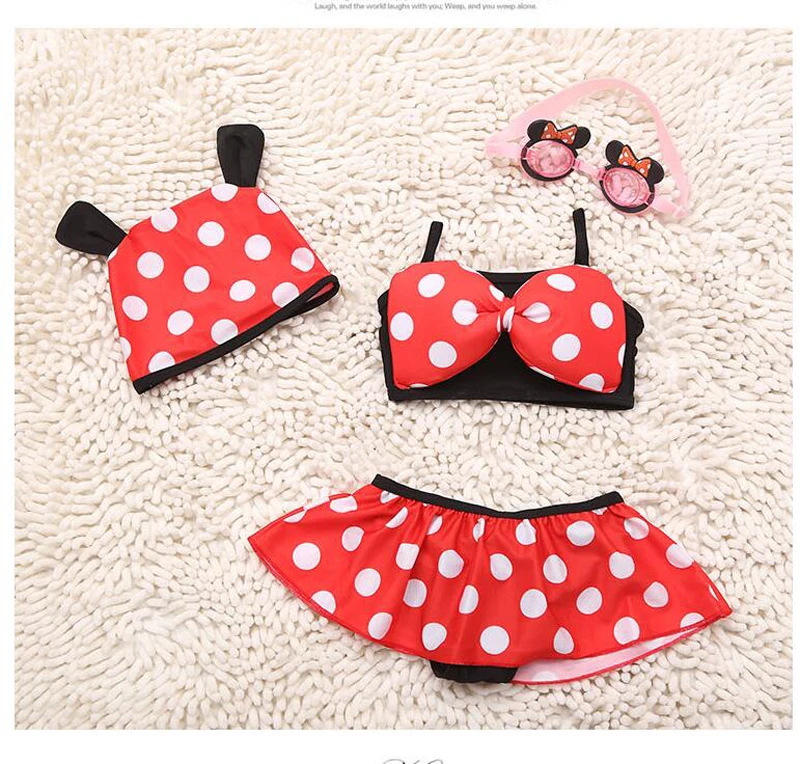 4-22KG Baby Girls Swimwear Two Pieces Summer Baby Swim Suit Toddler Cartoon Bikini Sets Girls Princess Swimming Skirt Hat (6)