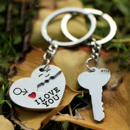Silver Plated Couples My Heart Keychain 3