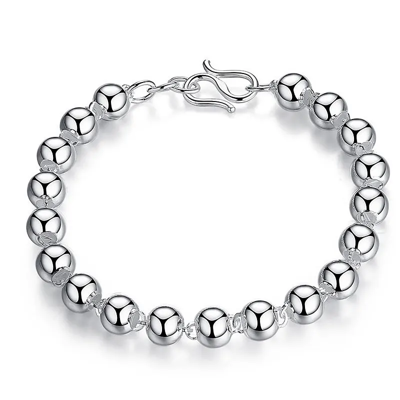 

RADHORSE 925 Silver Bracelets for Unisex Fine Jewelry about 6mm*20cm Ball Bracelet Suitable for men and women