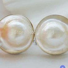 Wholesale_jewelry_wig$ ОГРОМНЫЙ РЕАЛ 20 ММ БЕЛЫЙ ЮЖНОГО МОРЯ MABE ЖЕМЧУГ СЕРЬГИ СЕРЕБРО 925