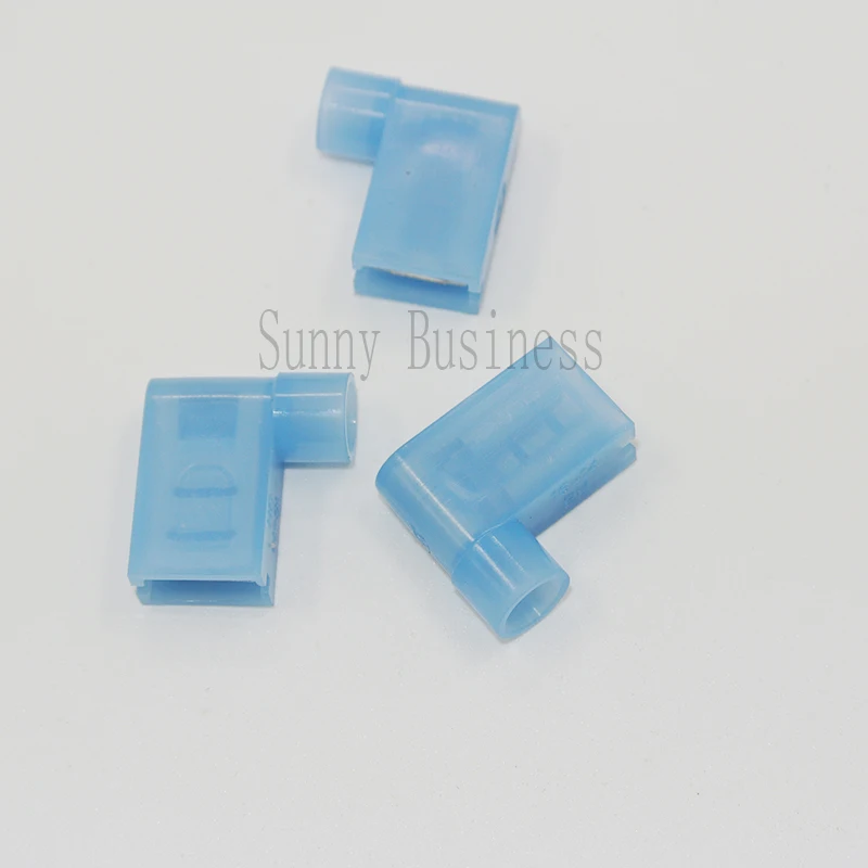 

50 PCS BLUE 16-14 AWG NYLON FEMALE FLAG TERMINAL RIGHT ANGLE ELECTRICAL CONNECTOR FLDNY2-250