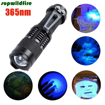 

HOT!!!Zoomable Led UV Flashlight Torch Light 365nm Ultra Violet Blacklight AA Battery Free Shipping #NO09