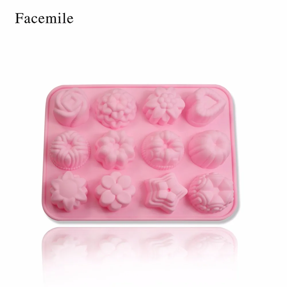 Facemile 12 отверстие цветы силиконовая форма для торта 3D разная цветка Форма