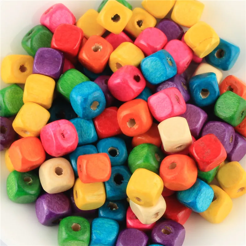 50pcs Square Wooden Beads 10mm Natural Wood Spacer beads Jewelry Making