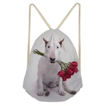 Cute 3D Dog Bull Terrier Print Women Drawstrings Bags Casual Multifunciton Storage Backpack Travel Bag for Teen GirlSumka