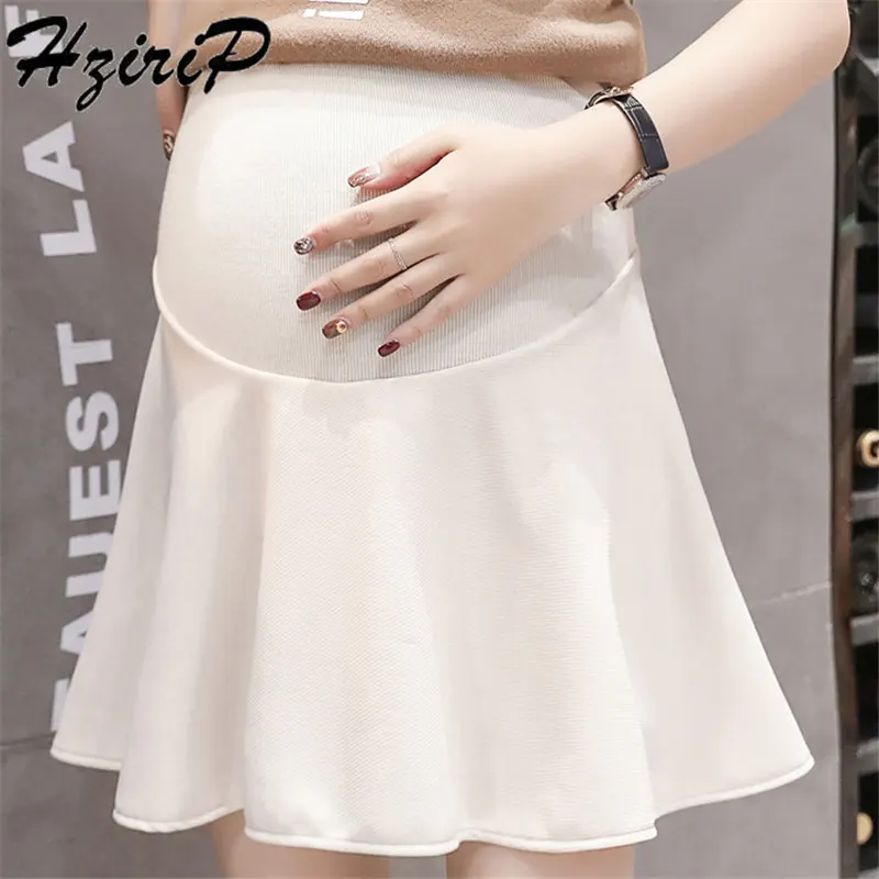 

HziriP Female Sexy New Style A-Line Summer Solid Simple Maternity Skirt Fresh High Waist Pregnant Elegant Mini Skirts 2 Colors