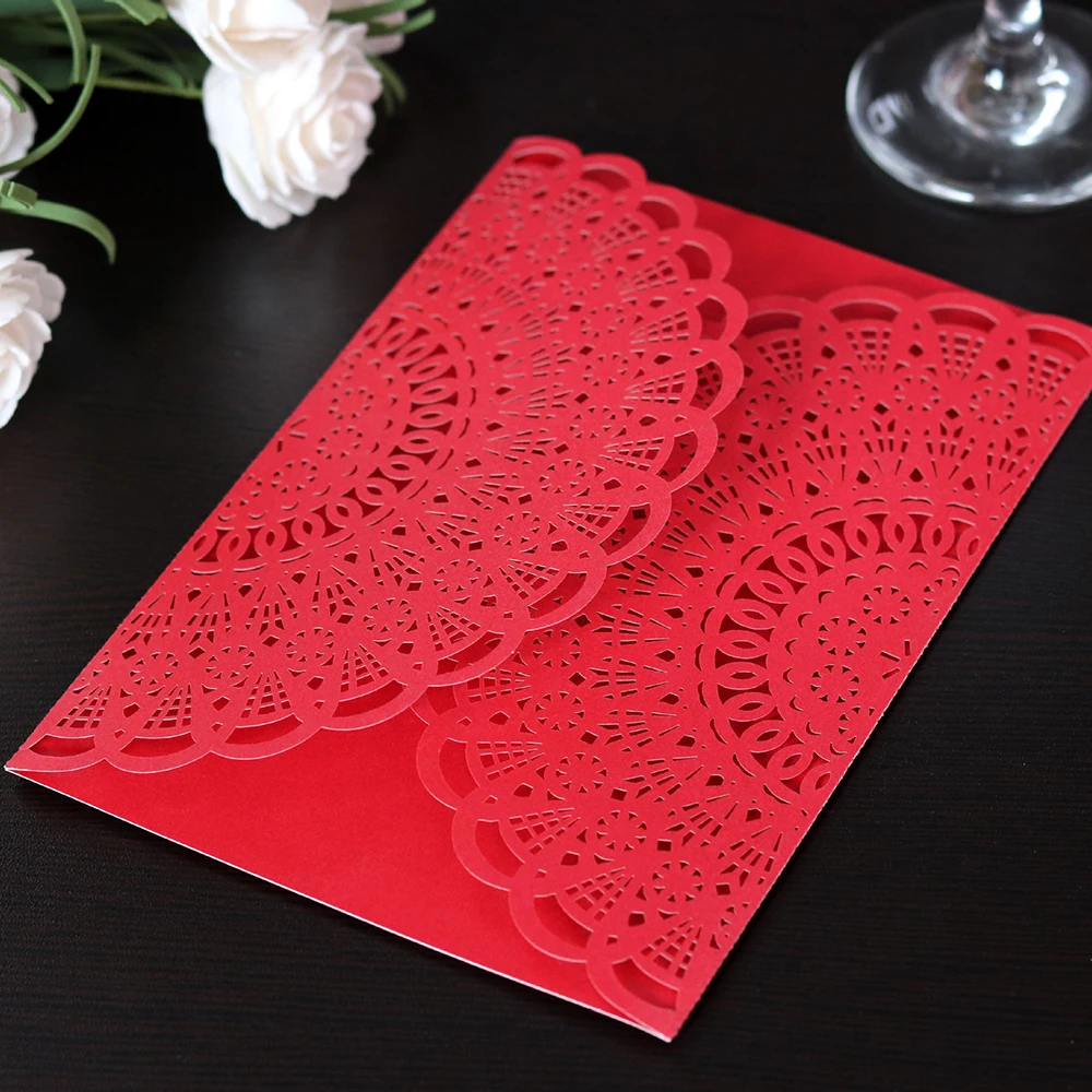  10pcs/set Laser Cut Wedding Invitation Cards Luxury Flora Lace Business Party Invitation Cards Eleg - 32960211688