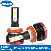 Aslent мини H4 Hi-Lo светодиодный H7 H11 H8 H1 H3 9005 9006 HB3 HB4 лампы удара светодиодный фары автомобиля 100 W 20000LM 6500 K для авто свет 12 V