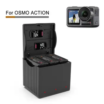 

QC Fast Charging One Drag Three Camera Charger Storage Type Charging Box For DJI OSMO ACTION Sports Camera Lithium Battery