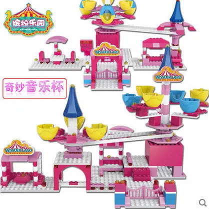 

WL7003 Music Coffee Mug with Clockwork Music Box Turn Around 3D Building block sets Toys for Girls Educational DIY Bricks Toys