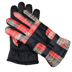 Ветронепроницаемые перчатки мужские клетчатые принты плюс бархатные сохраняющие тепло варежки Нескользящие регулируемые перчатки для