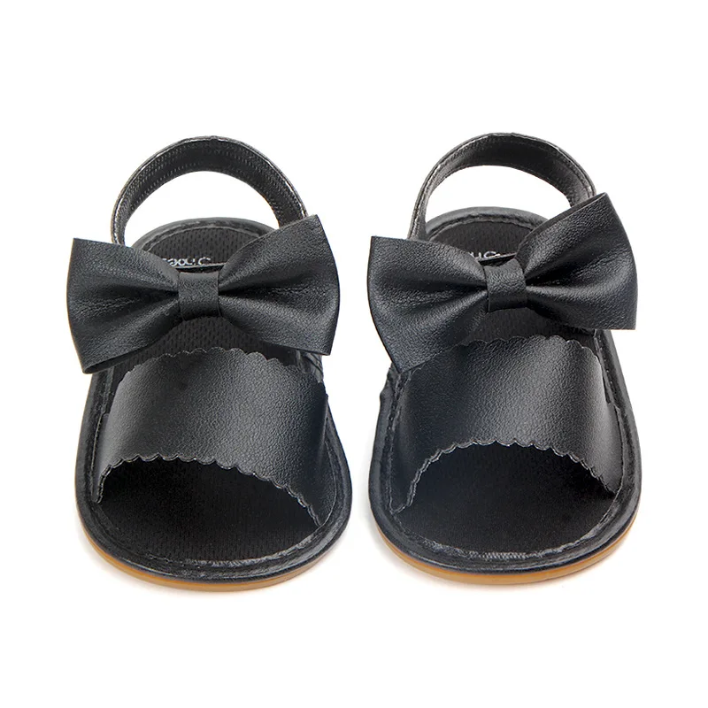 Новинка года, летняя новая детская обувь для девочек, обувь для малышей из искусственной кожи с бантом, нескользящая резиновая детская обувь mm08