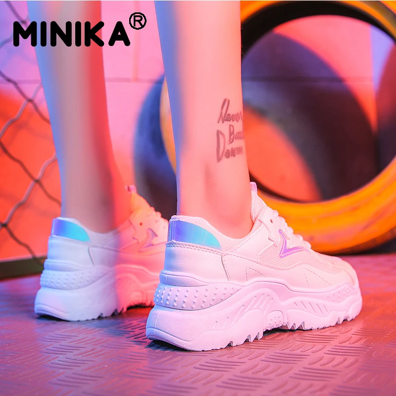 

Women Casual Shoes 2019 Spring Autumn Mesh Women Shoes Flats Hight Platform Lace-Up Fashion Breathable Women Sneakers Tenis