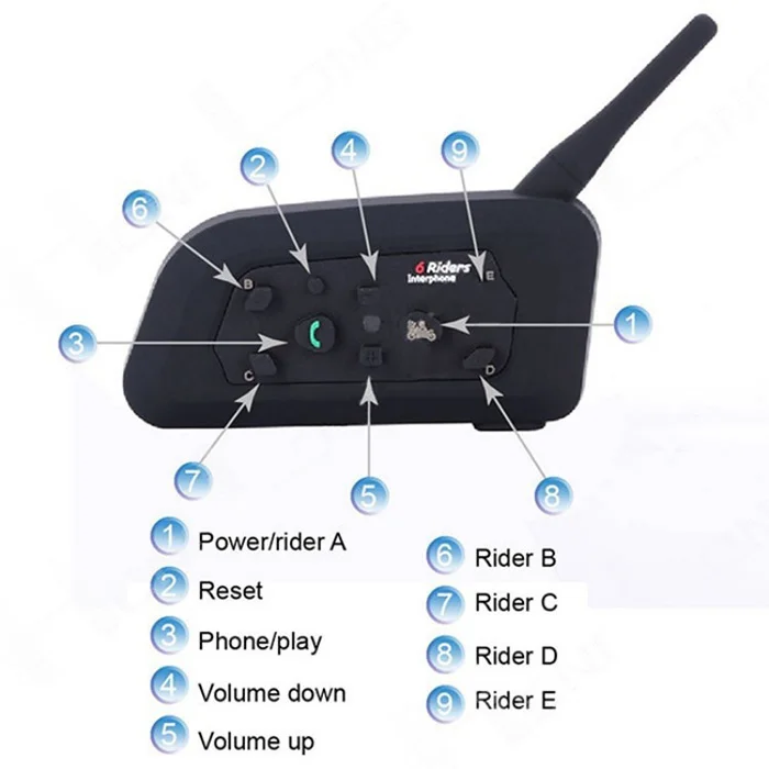 VNETPHONE Motorcycle Bluetooth 3.0 Helmet Headset Interphone Wireless 6 Riders Handsfree Headphone for Riding Snow Sport 2pcs 