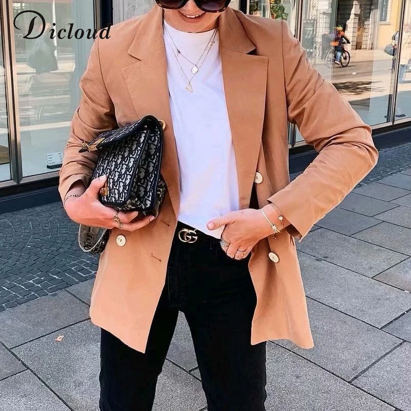 DICLOUD Повседневный сплошной пиджак для женщин 2019 осень зима с длинным рукавом офис