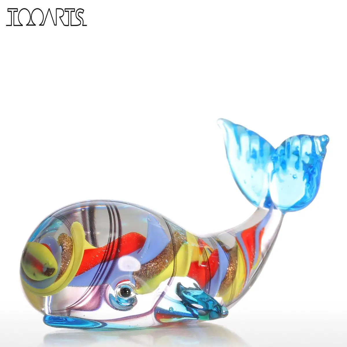 

Tooarts Whale Figurine Gift Glass Animal Mini Statuettes Handblown Home Decor Multicolor Modern Home Decoration Accessories