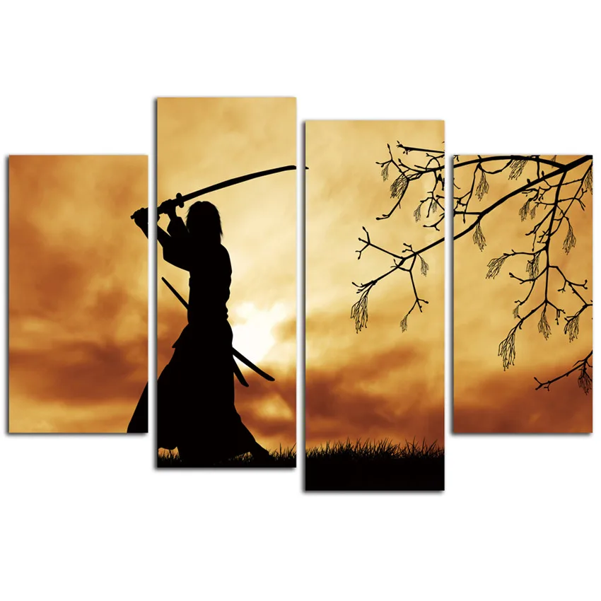 Samurai Canvas Arts For Living Room Modern Japanese Samurai Wall