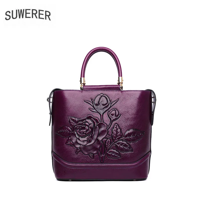 

2019 new retro fashion national style embossed handbag Cowhide bulk single shoulder messenger bag