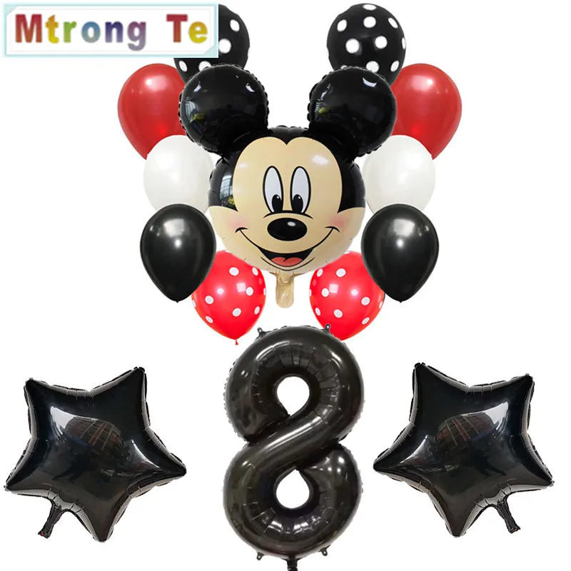 Микки Минни Маус с днем рождения деко шар 30 дюймов Рисунок 1 2 3 лет ребенок воздушный шар на день рождения мультфильм мышь ксенон шар - Цвет: Черный