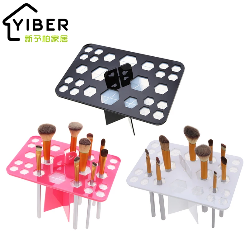 

Makeup Brush Holder Stand Foldable Organizing Rack Make Up Brush Set Dry Rack Multifunction Cosmetic Storage Shelf