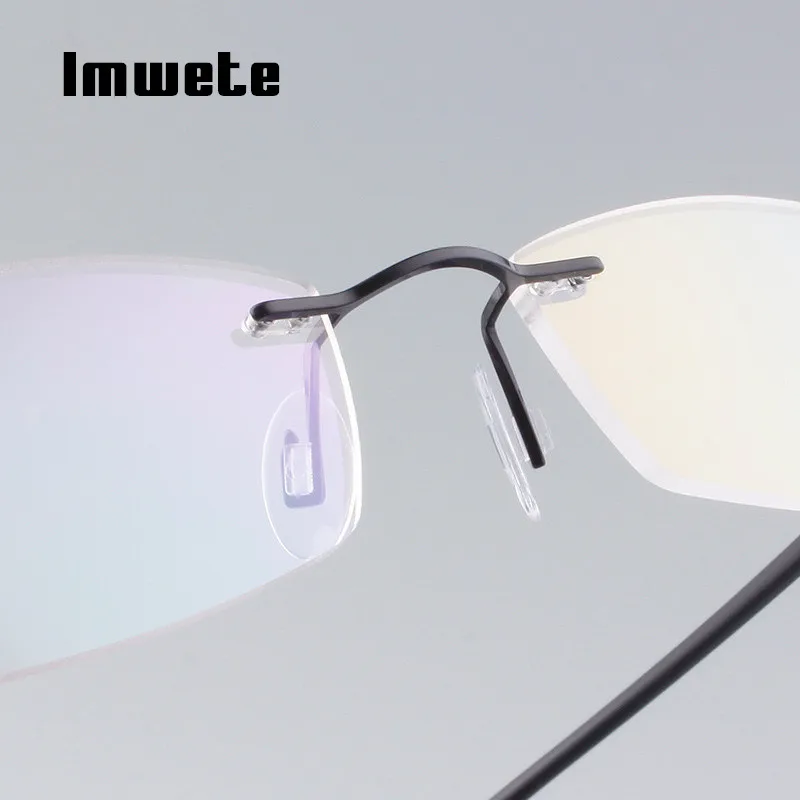 Imwete, классические безрамные очки для близорукости, для мужчин и женщин, бизнес стиль, оправы для очков, TR90, ультра светильник, очки унисекс
